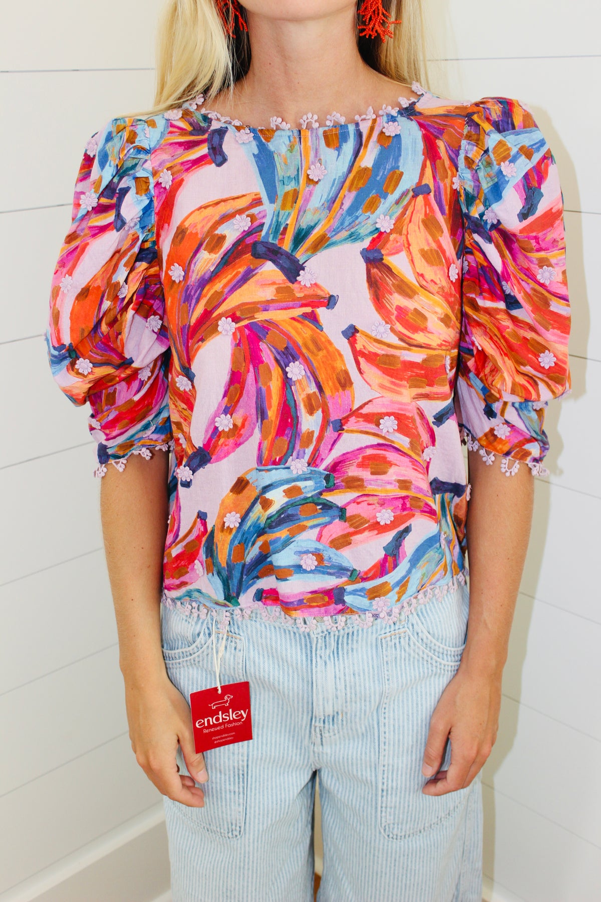 Farm Rio | Puff Sleeve Blouse, XS
