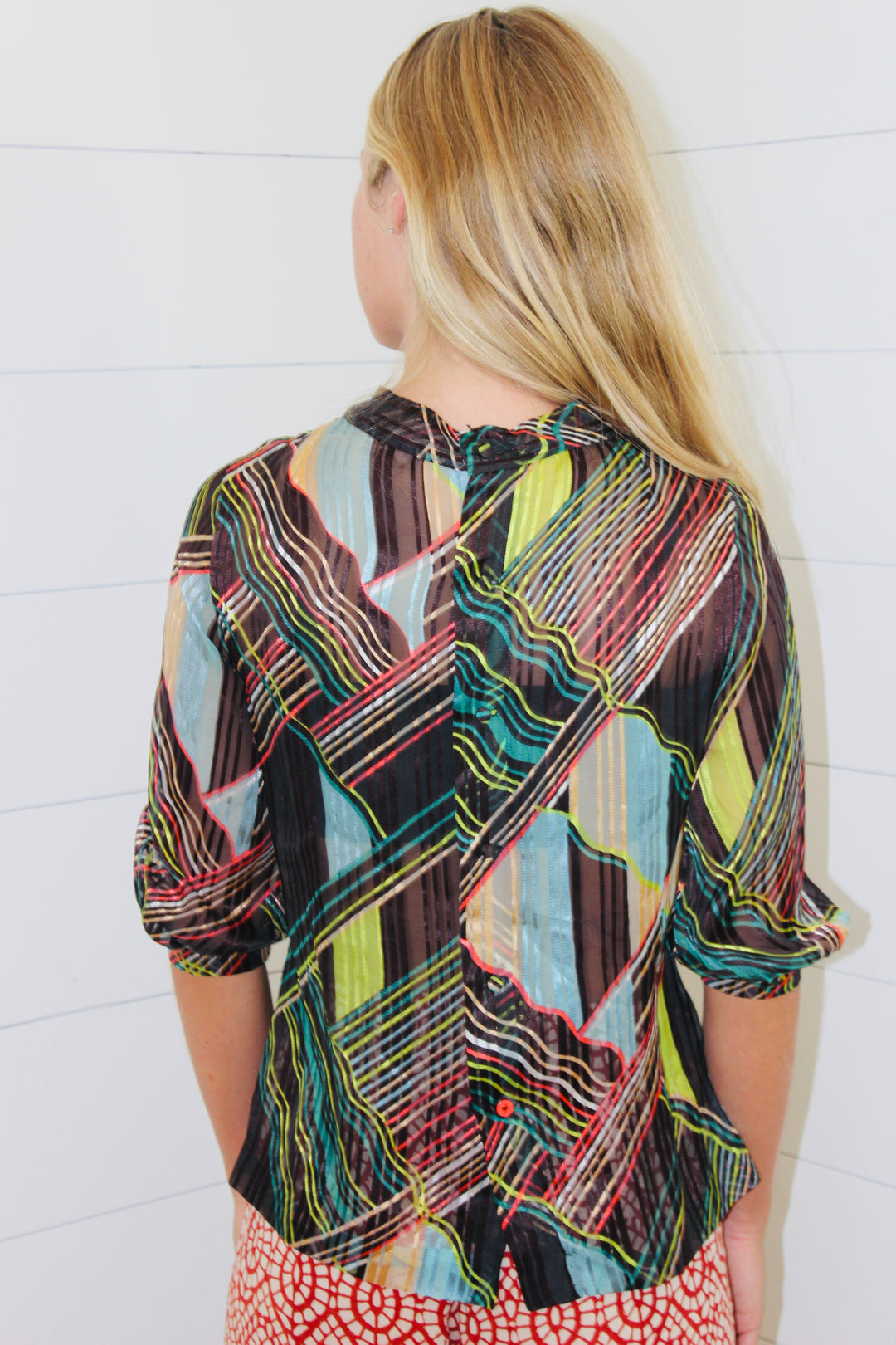 Sheer Striped Button Down