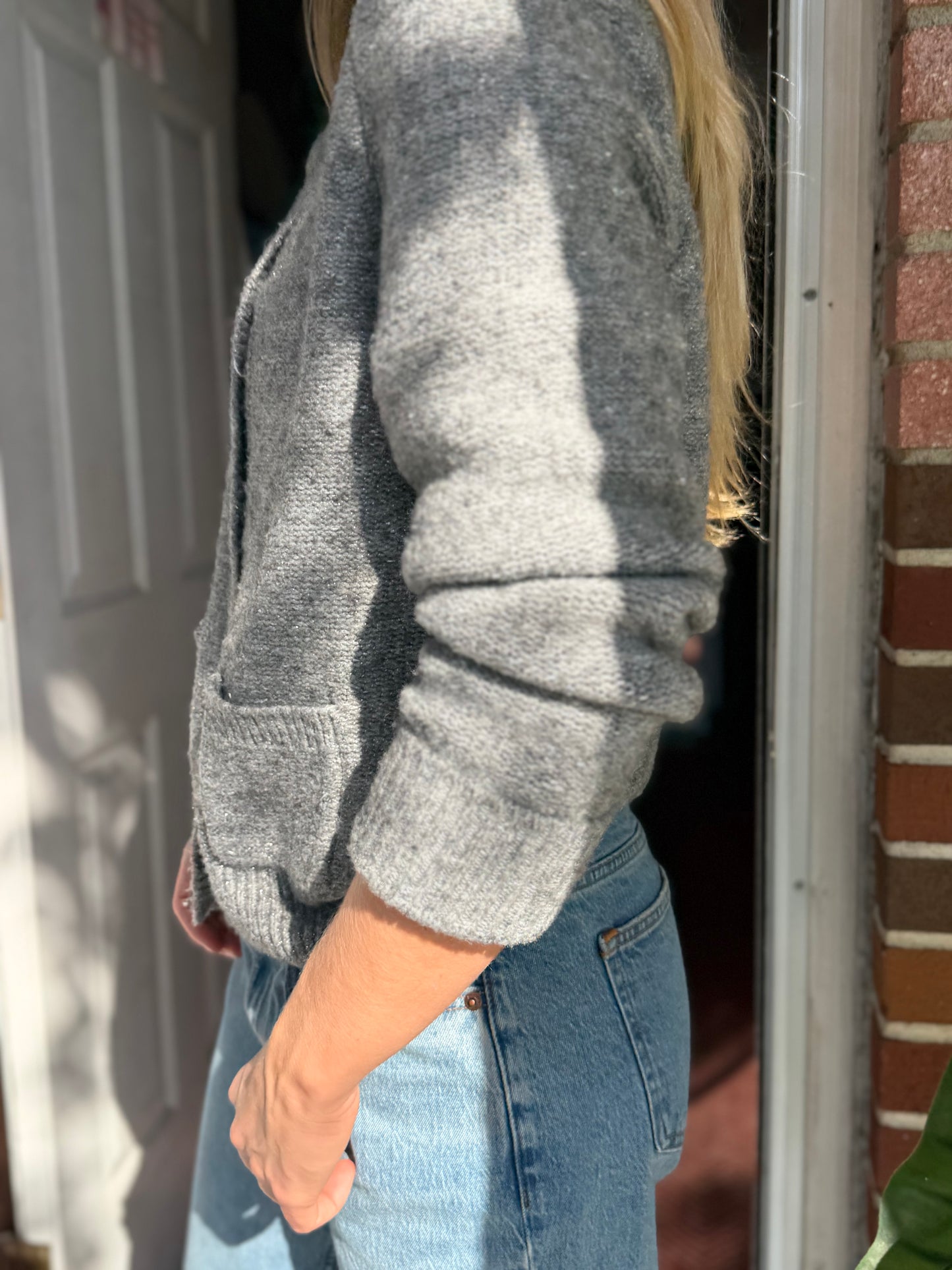 J Crew | Button Down Sparkly Sweater, L