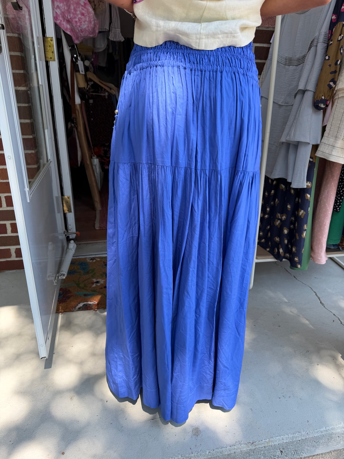 Elan | Smocked Waist Maxi Skirt, S