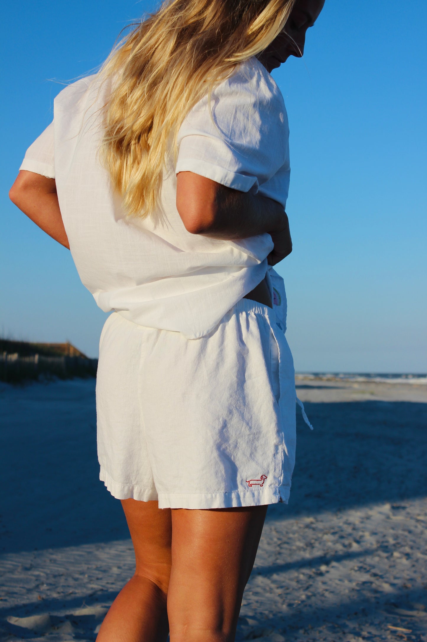 Endsley | Embroidered Trim Linen Shorts, M/L