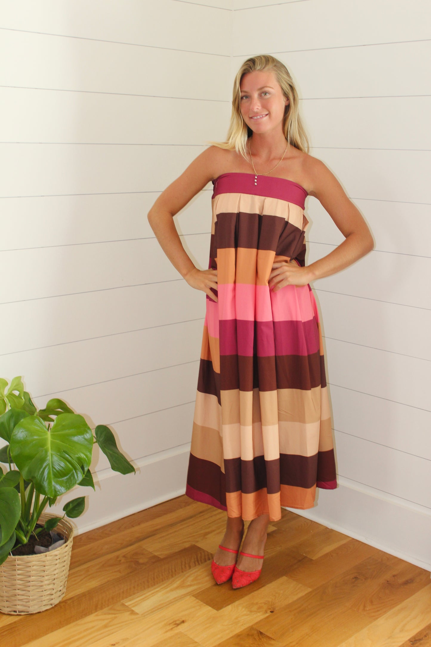 Everbloom Atelier  | Striped Color Block Maxi Skirt, M