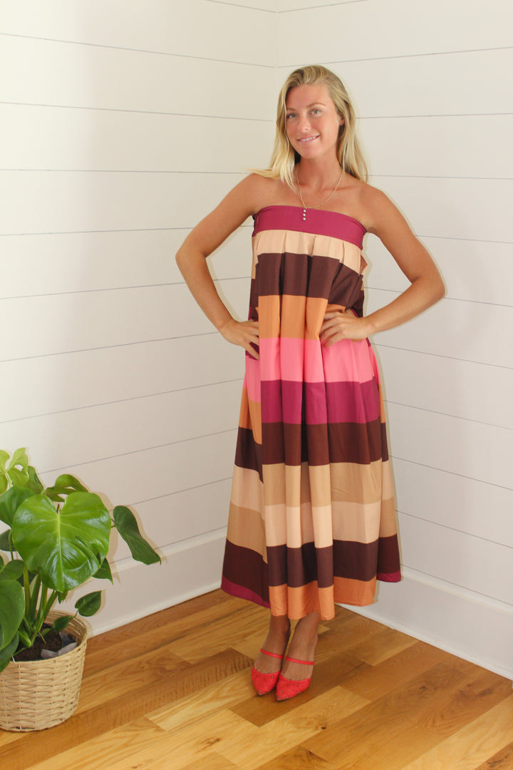 Everbloom Atelier  | Striped Color Block Maxi Skirt, M