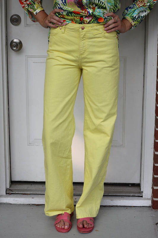 STAUD x WRANGLER | Neon Yellow Denim Pants