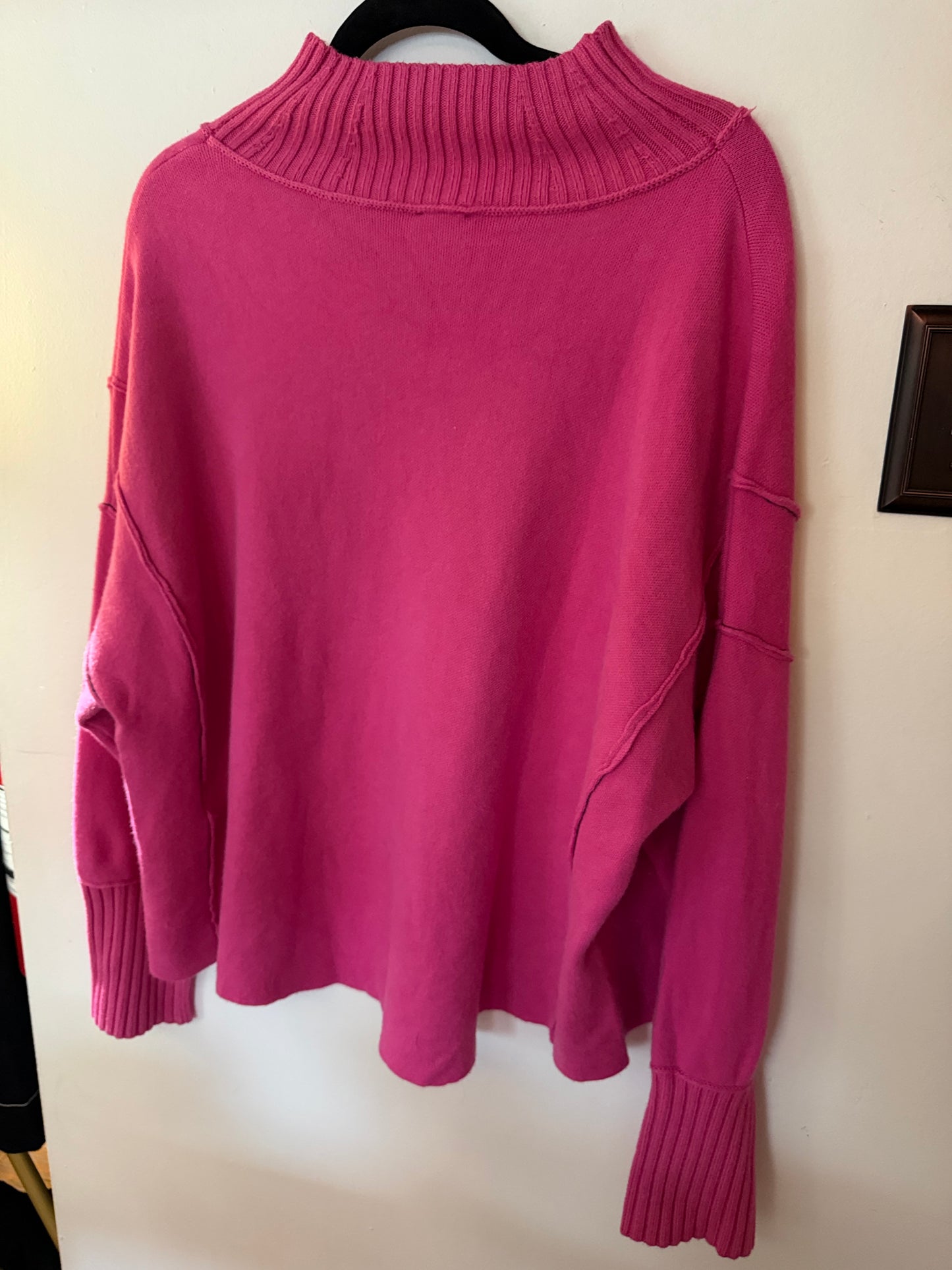 Maeve | Pink High Neck Sweater with Embroidered Heart, M