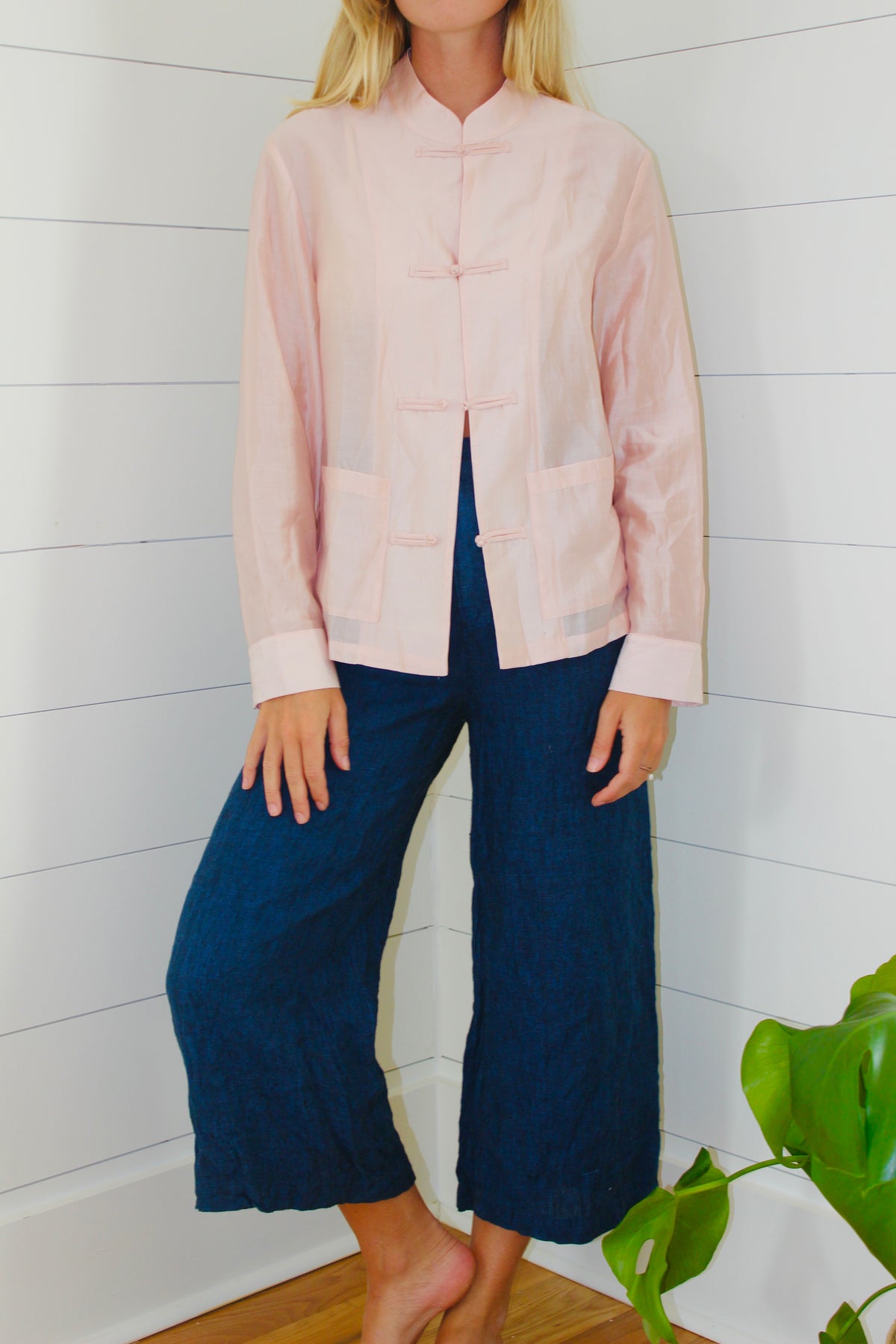 Zara | Satin Frog Clasp Shirt, XS