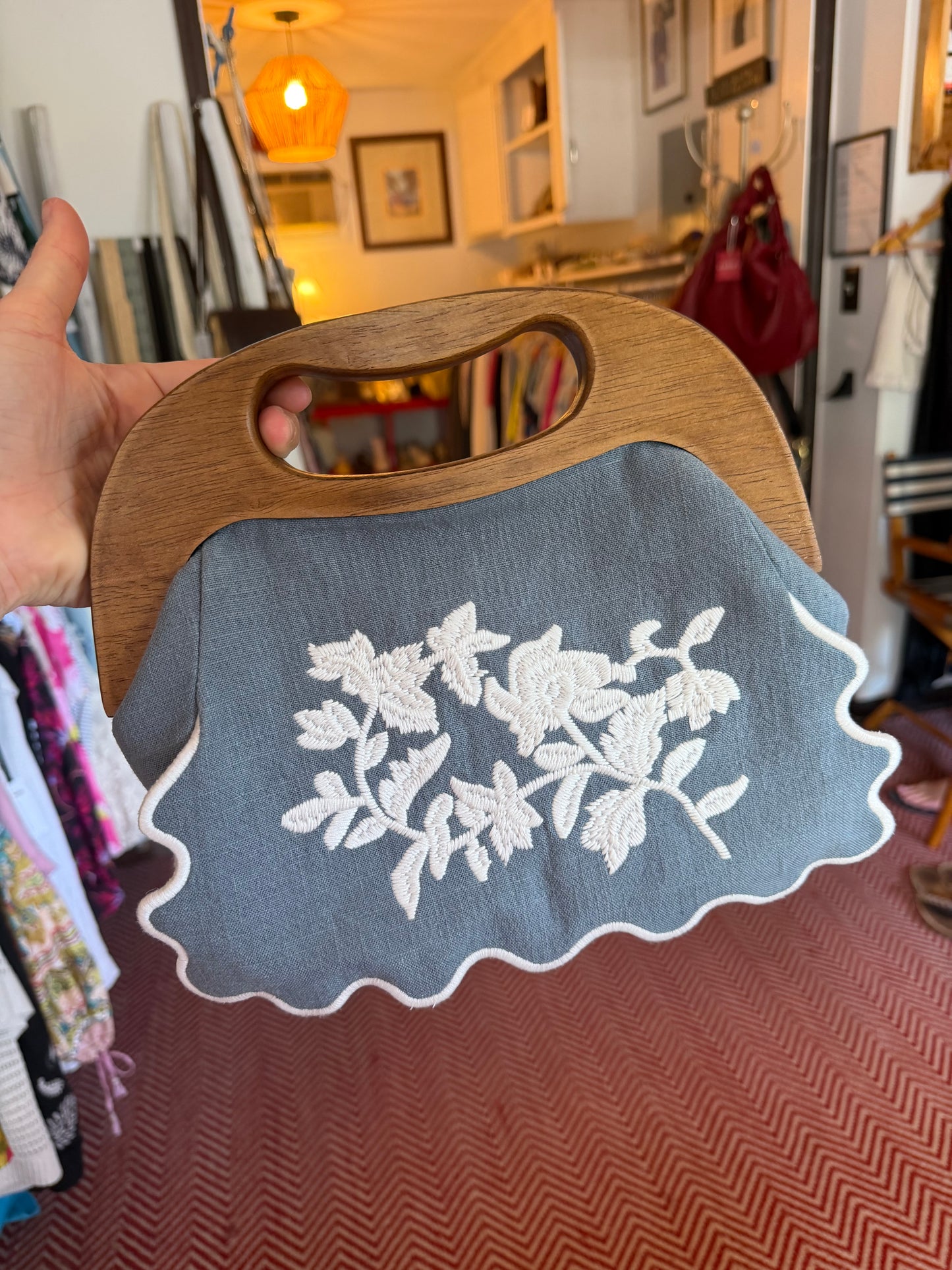 Tuckernuck |  Floral Bermuda Wooden Handle Bag