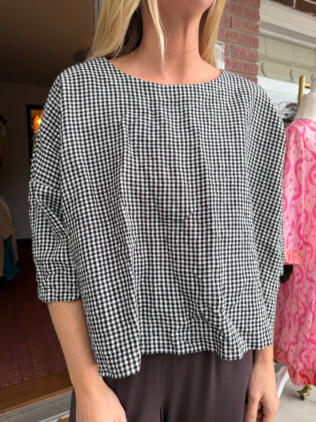 Not Perfect Linen | Gingham Top, OS