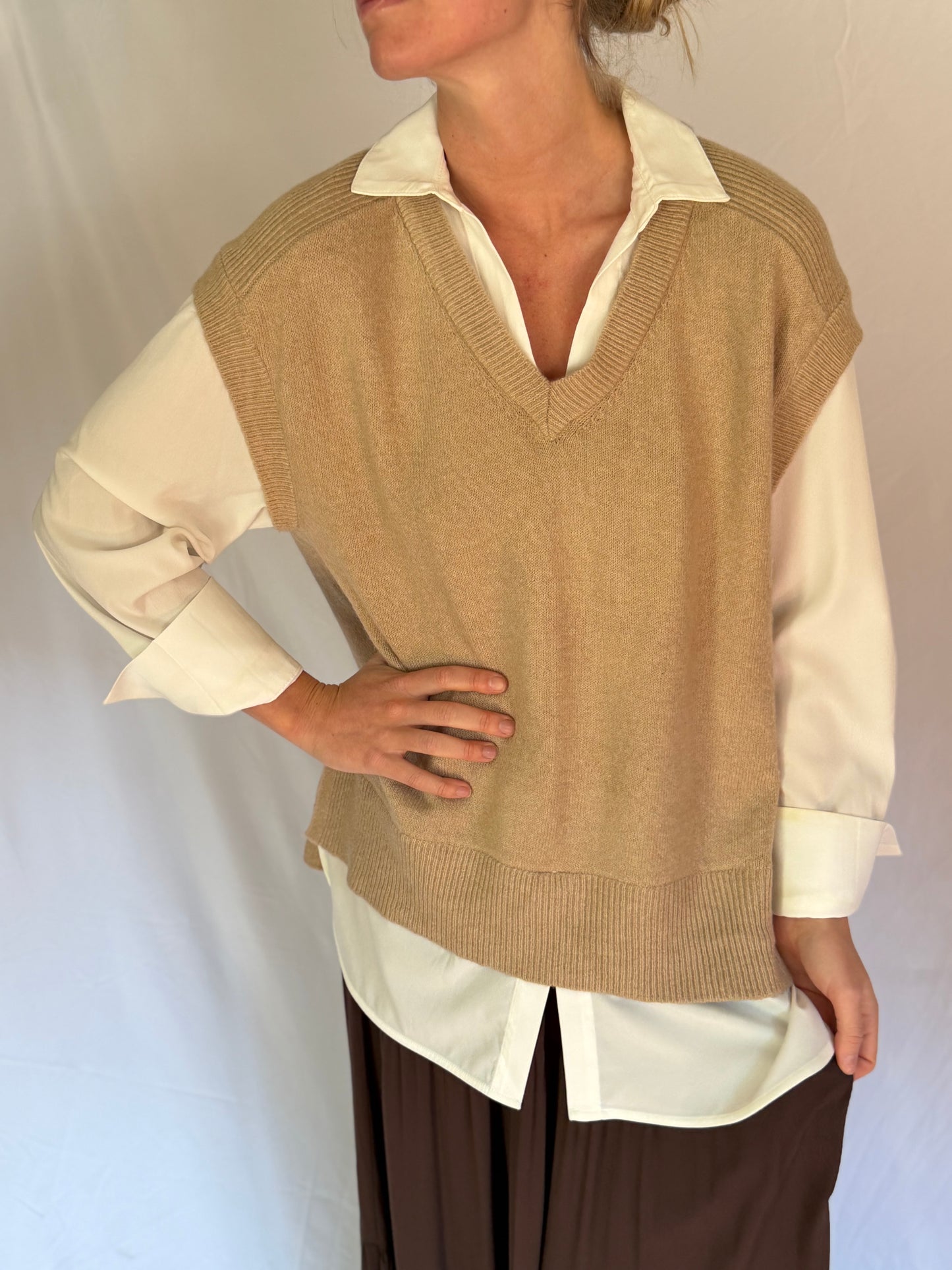 Halogen | Layered Collared Sweater, M