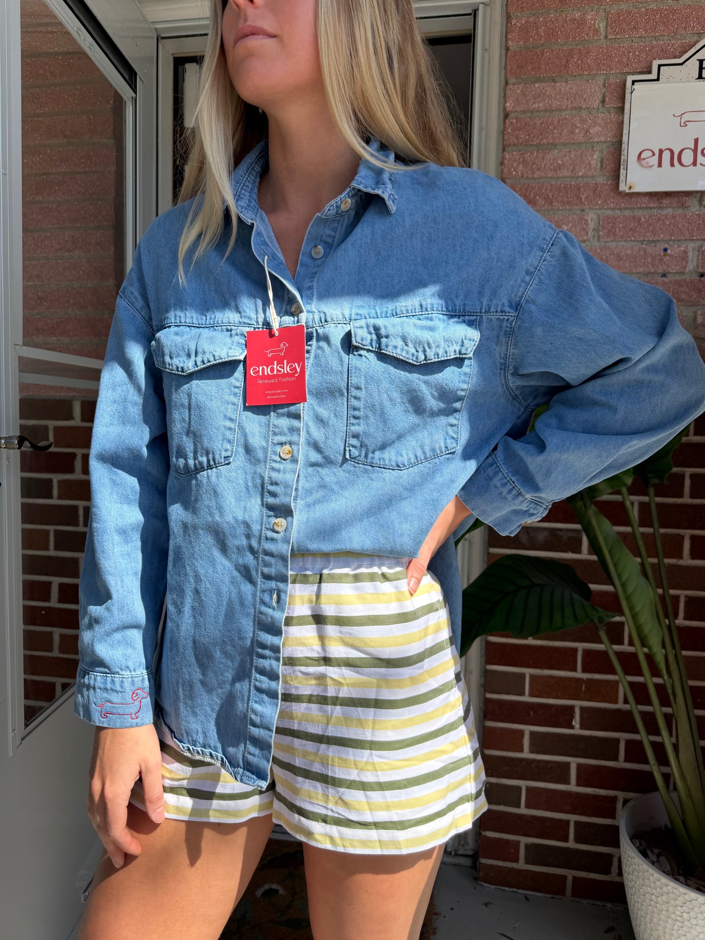 Endsley Logo | Denim Button Down, M