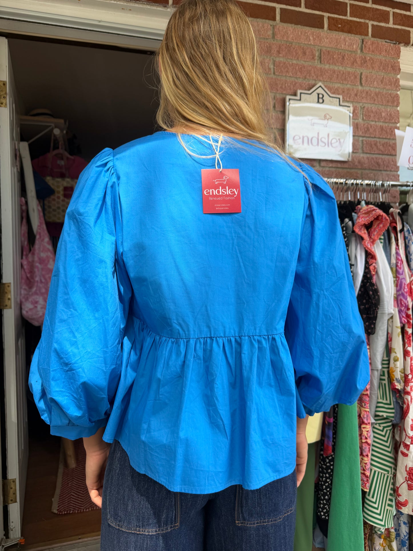 Jodifl | Tie Puffed Shoulder Top, L