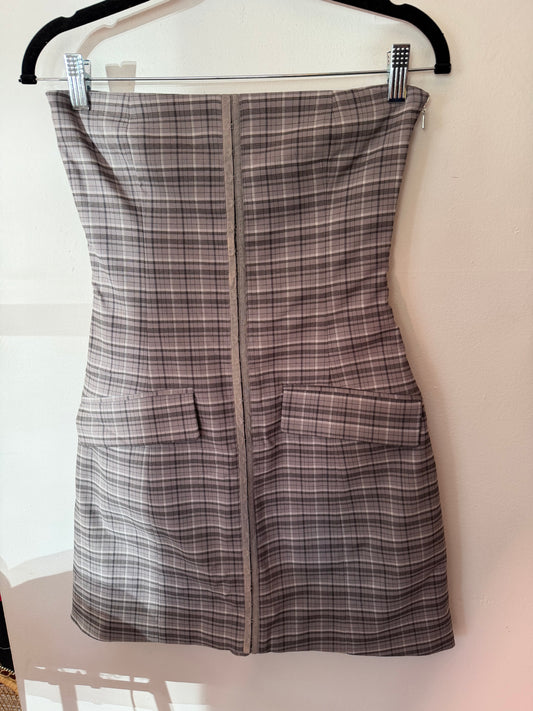 Rotate | Stretchy Mini Dress Grey Check, S