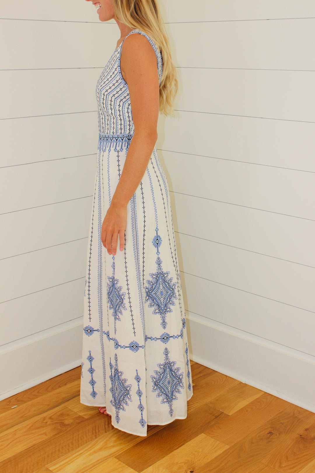 Nellie Astragal Embroidered Maxi