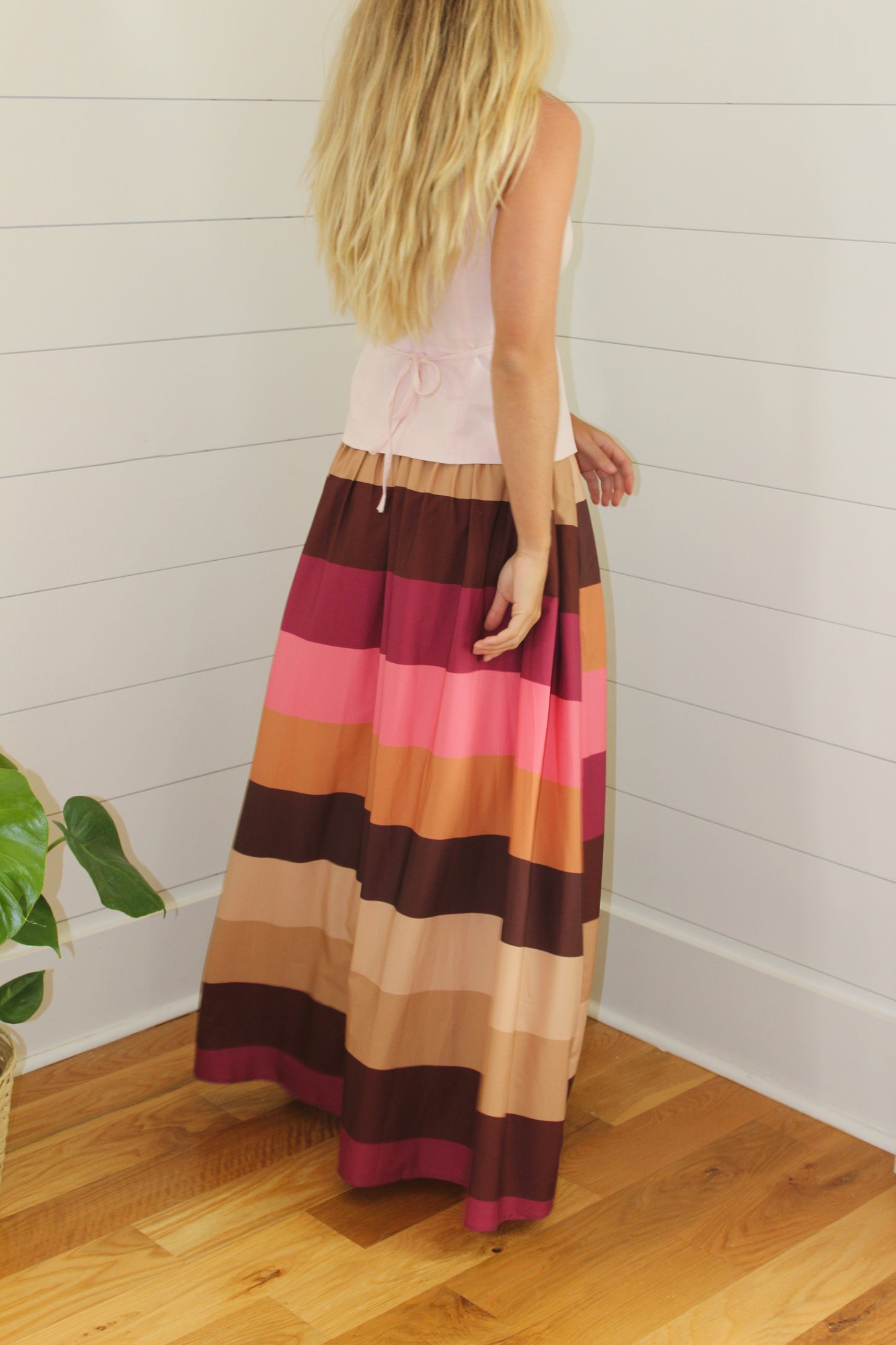 Everbloom Atelier  | Striped Color Block Maxi Skirt, M