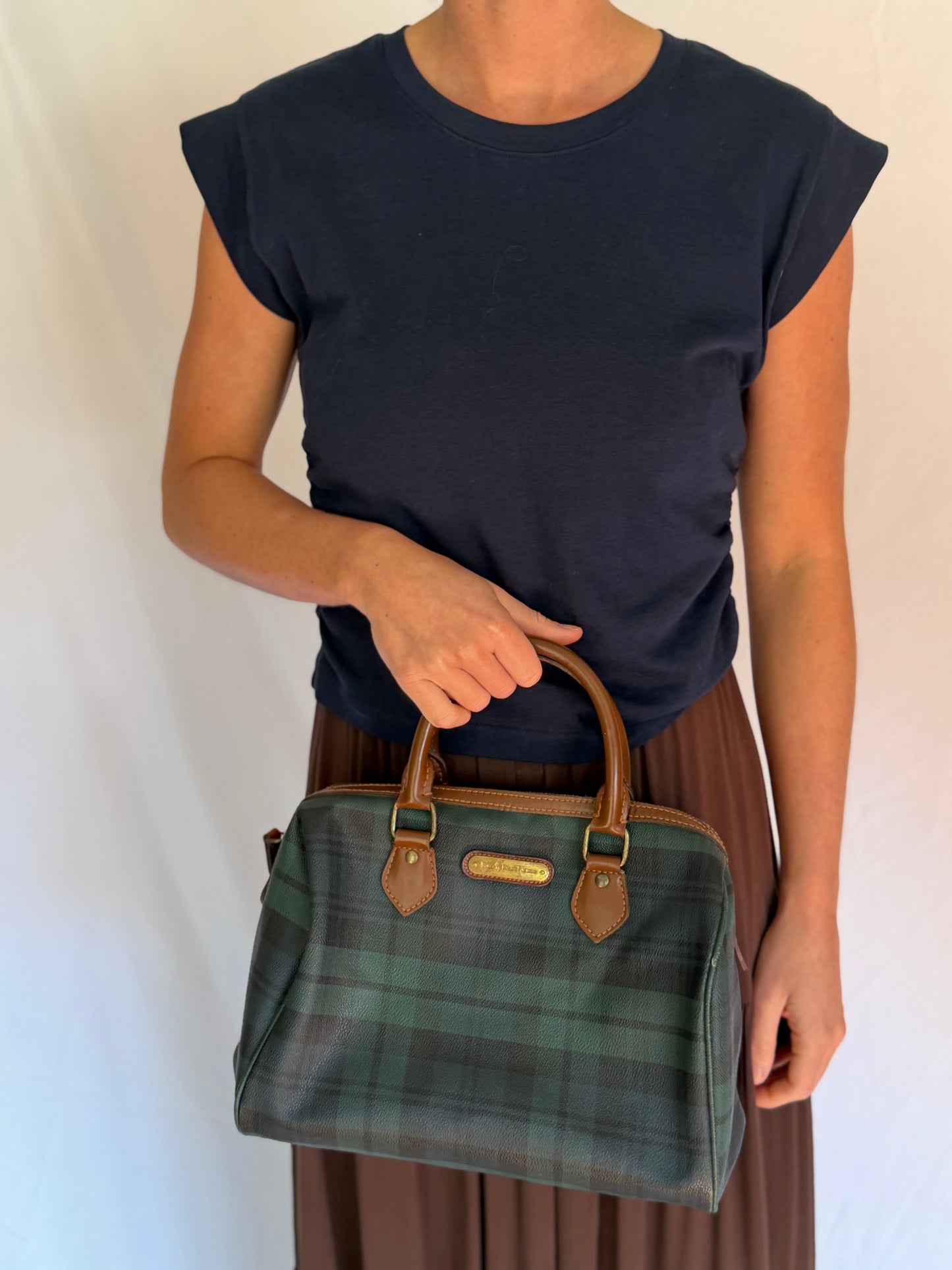Vintage Polo Ralph Lauren | Leather Plaid Satchel Handbag