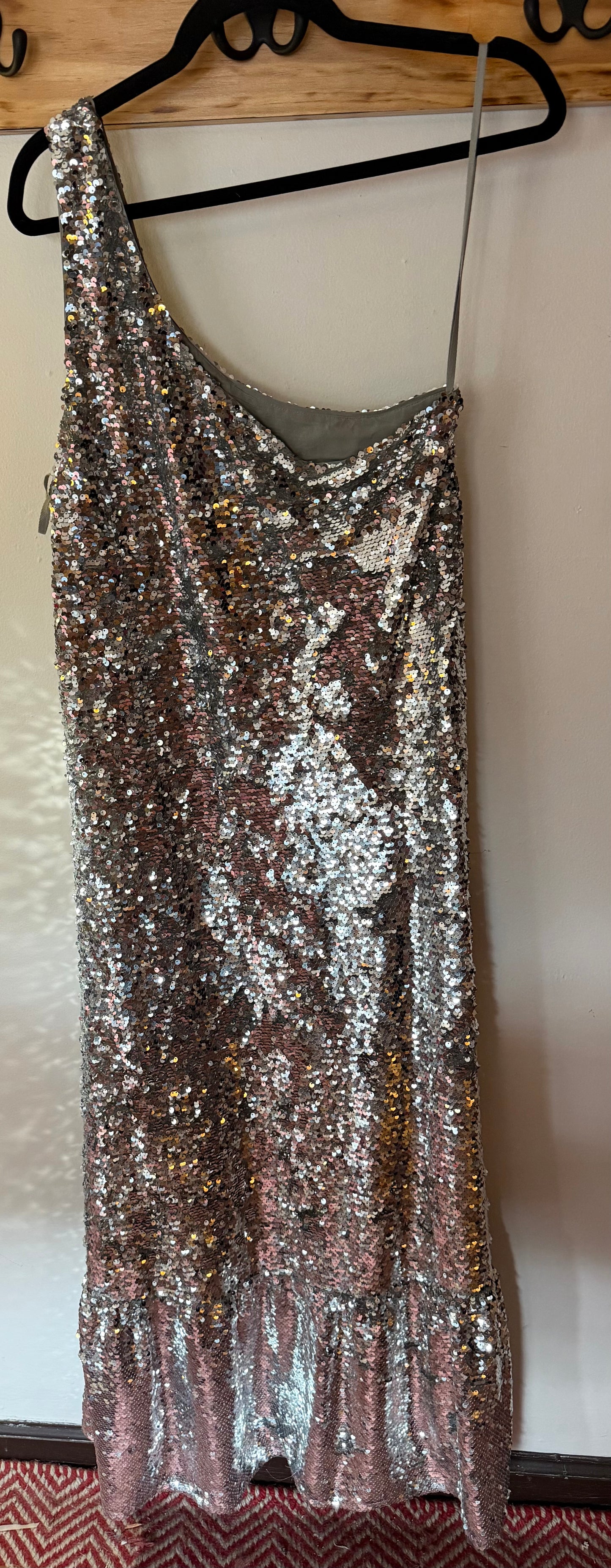 Anthropolgie |  One Shoulder Sequin Gown, M
