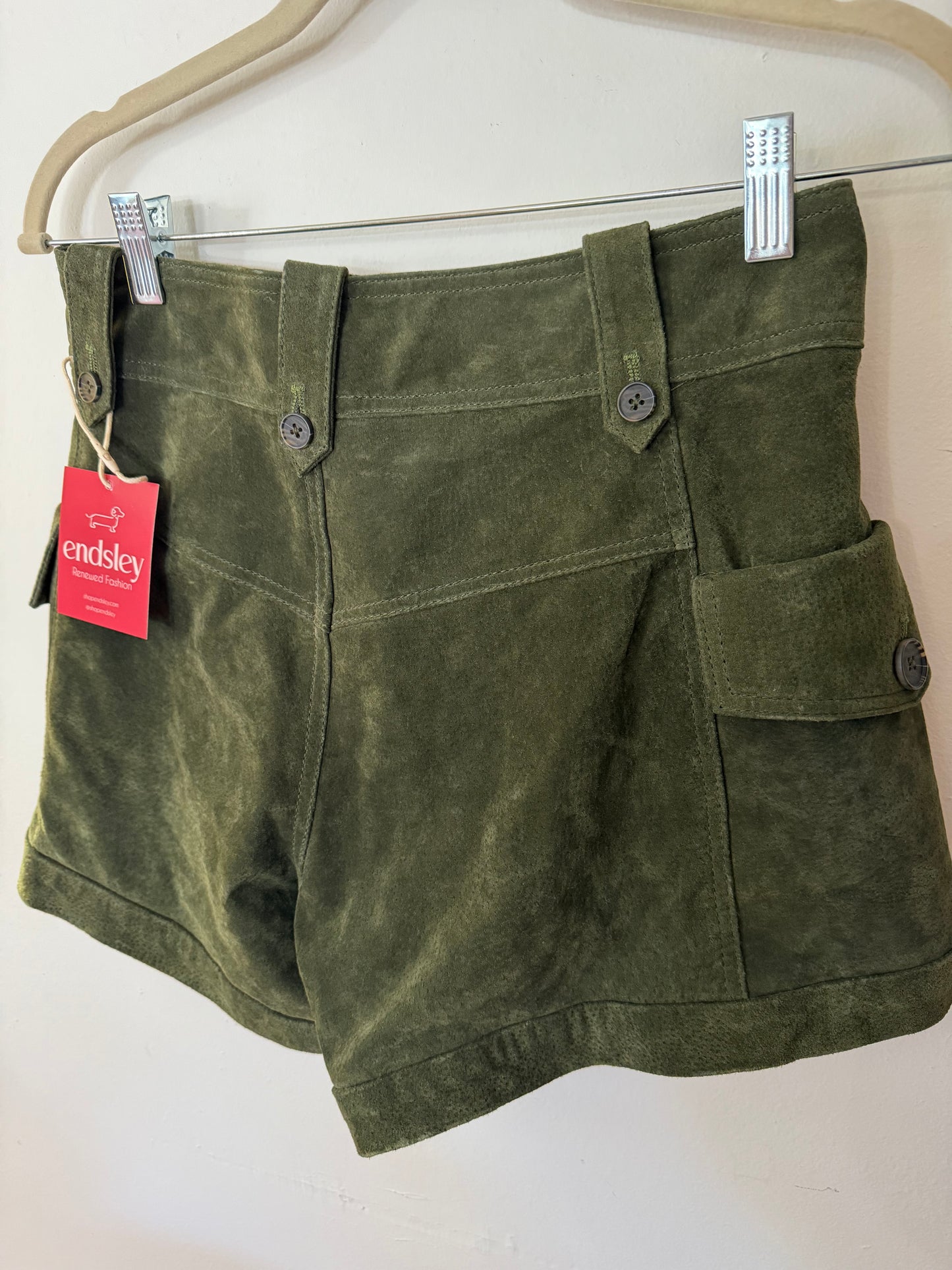 BlankNYC | Army Green Leather Shorts, 26