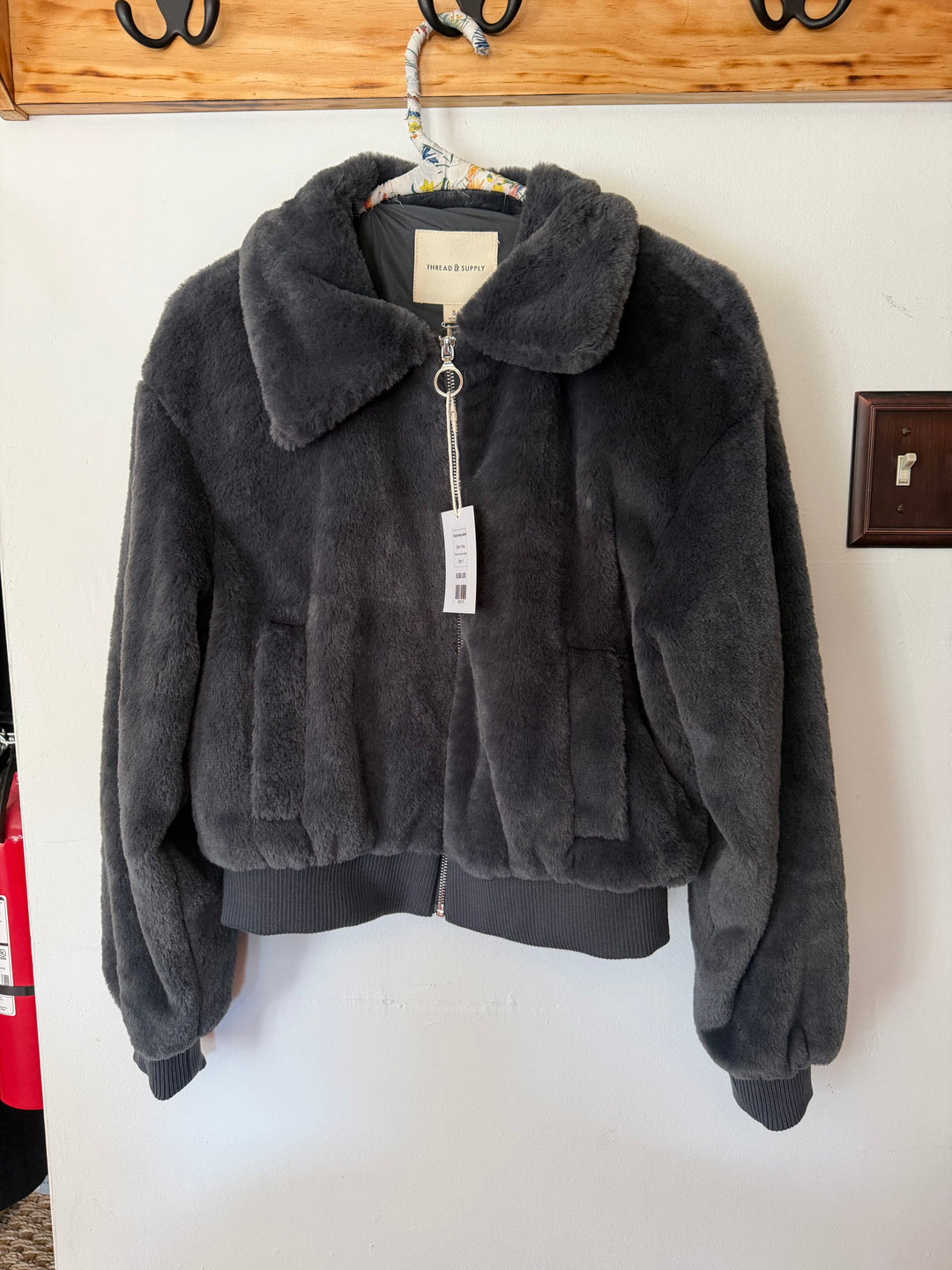 Thread &amp; Supply | Fuzzy Gray Jacket, S