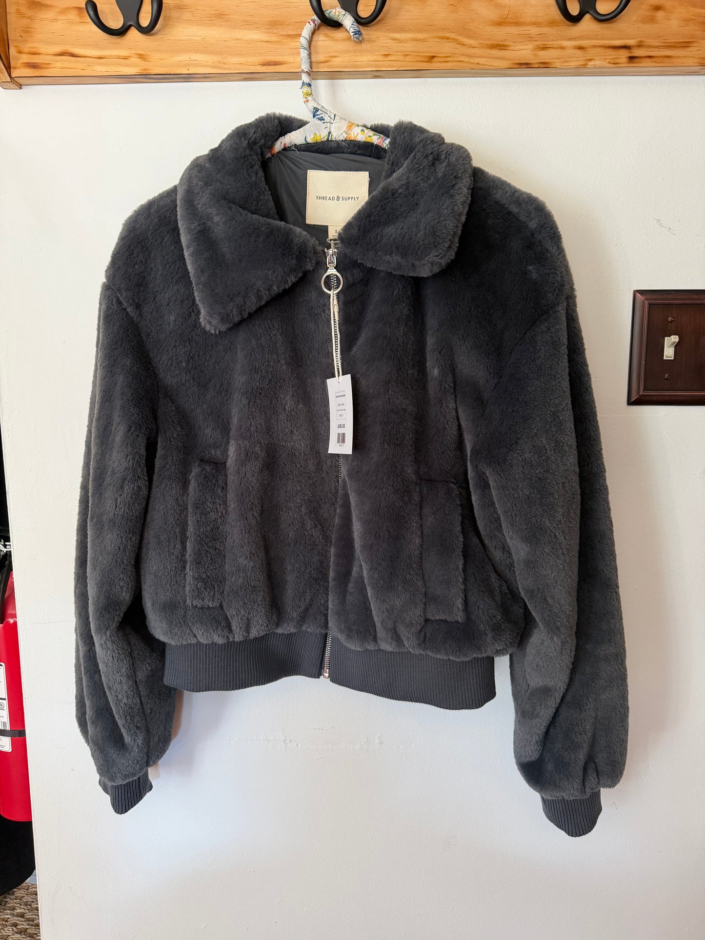 Thread & Supply | Fuzzy Gray Jacket, S