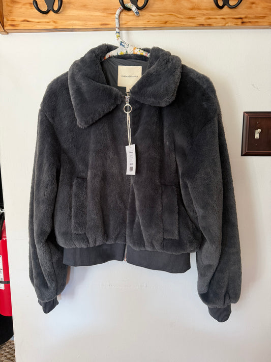 Thread & Supply | Fuzzy Gray Jacket, S