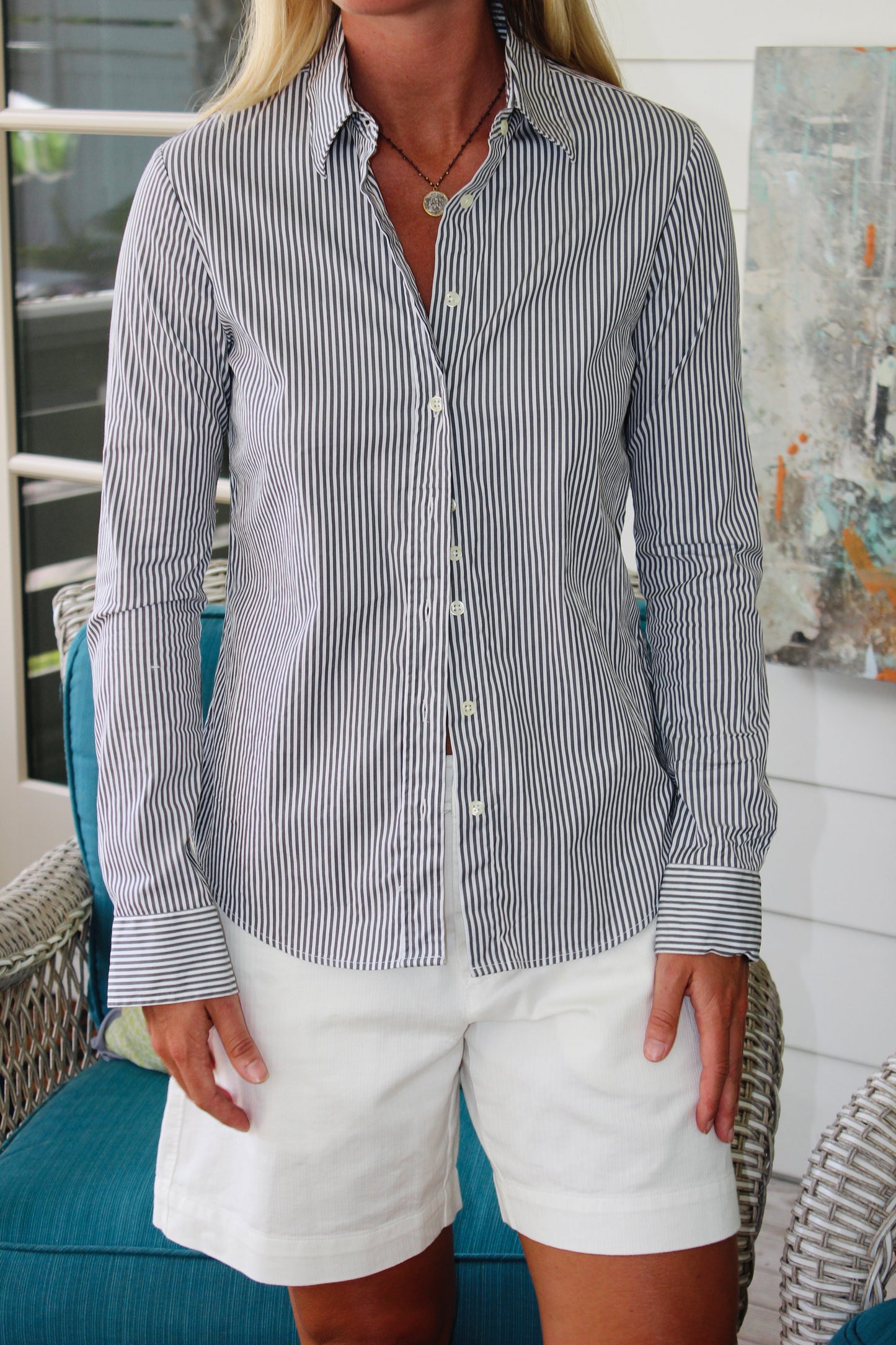 The Shirt by Rochelle Behrens | Striped Button Down, S