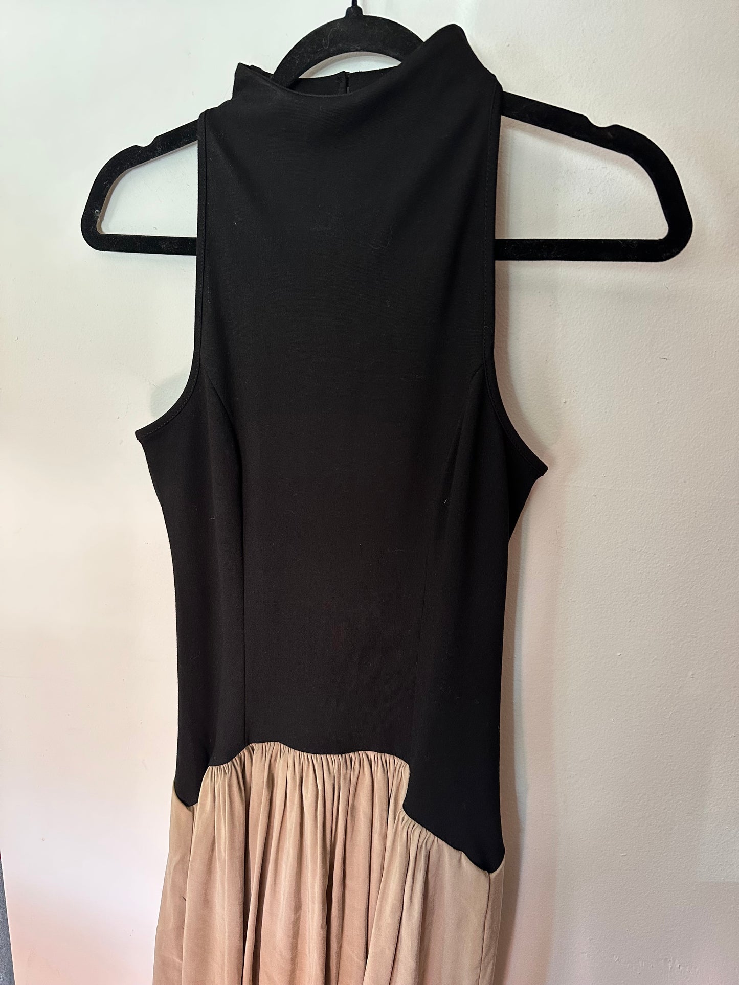 Anthropolgie | Black  / Tan  The Mariana Drop-Waist Maxi Dress by Maeve, XS