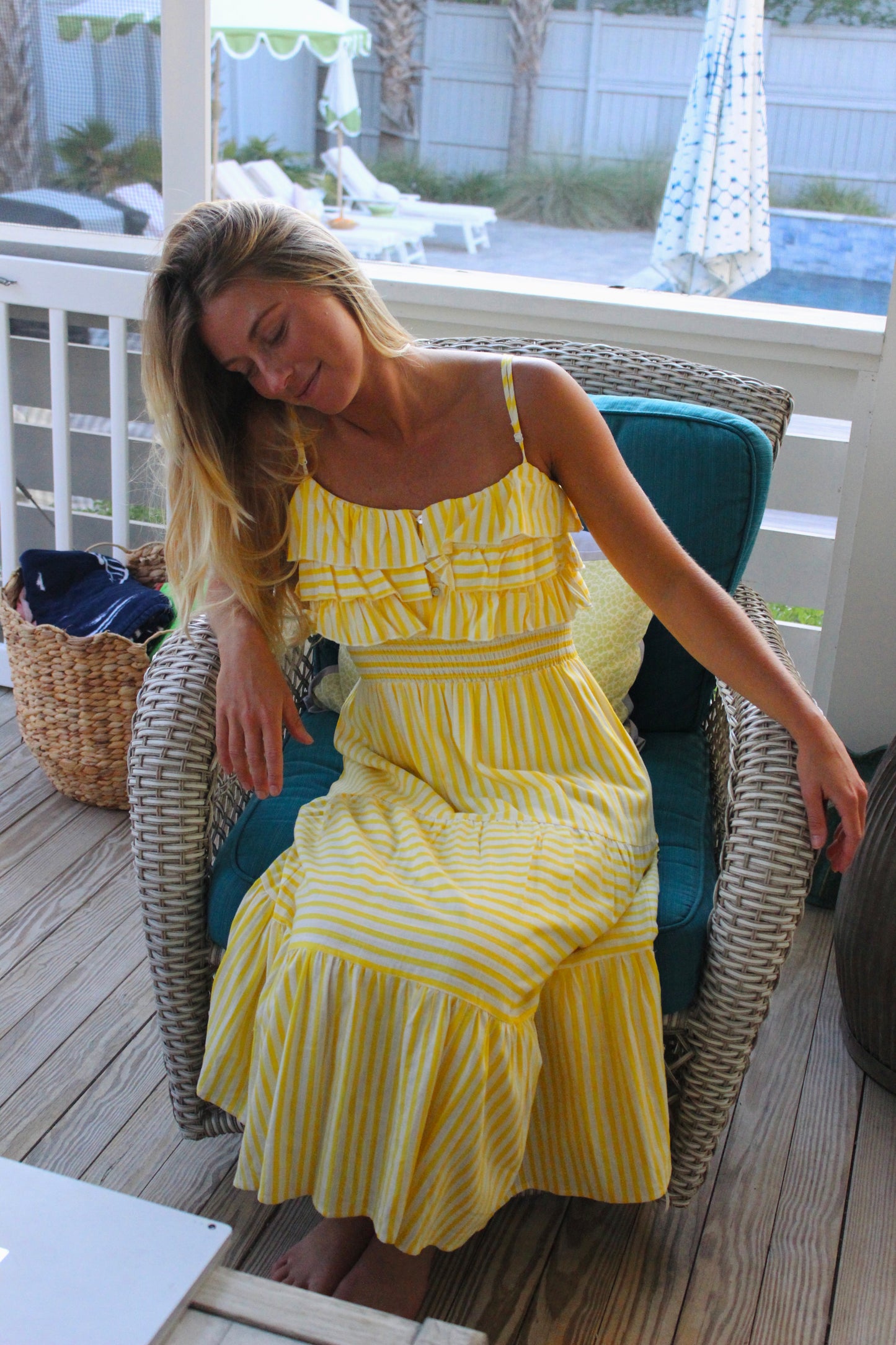 Aqua | Striped Cami Midi Dress, M