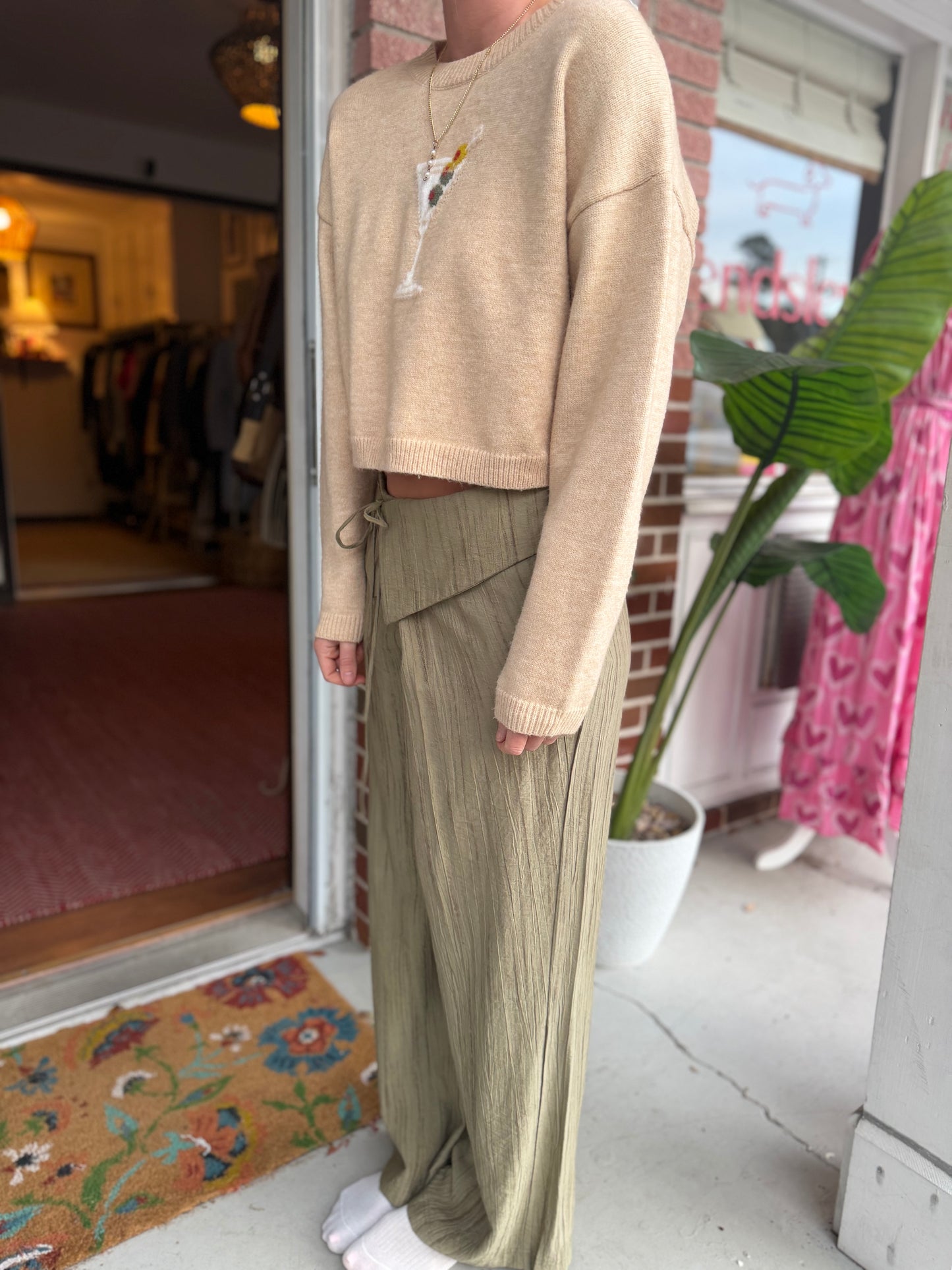 Bershka | Wide Leg Flowy Tie Pants, 4 (US M )