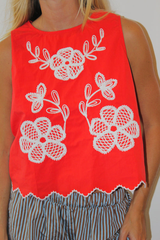 Strut & Bolt | Floral Embroidered Top, S