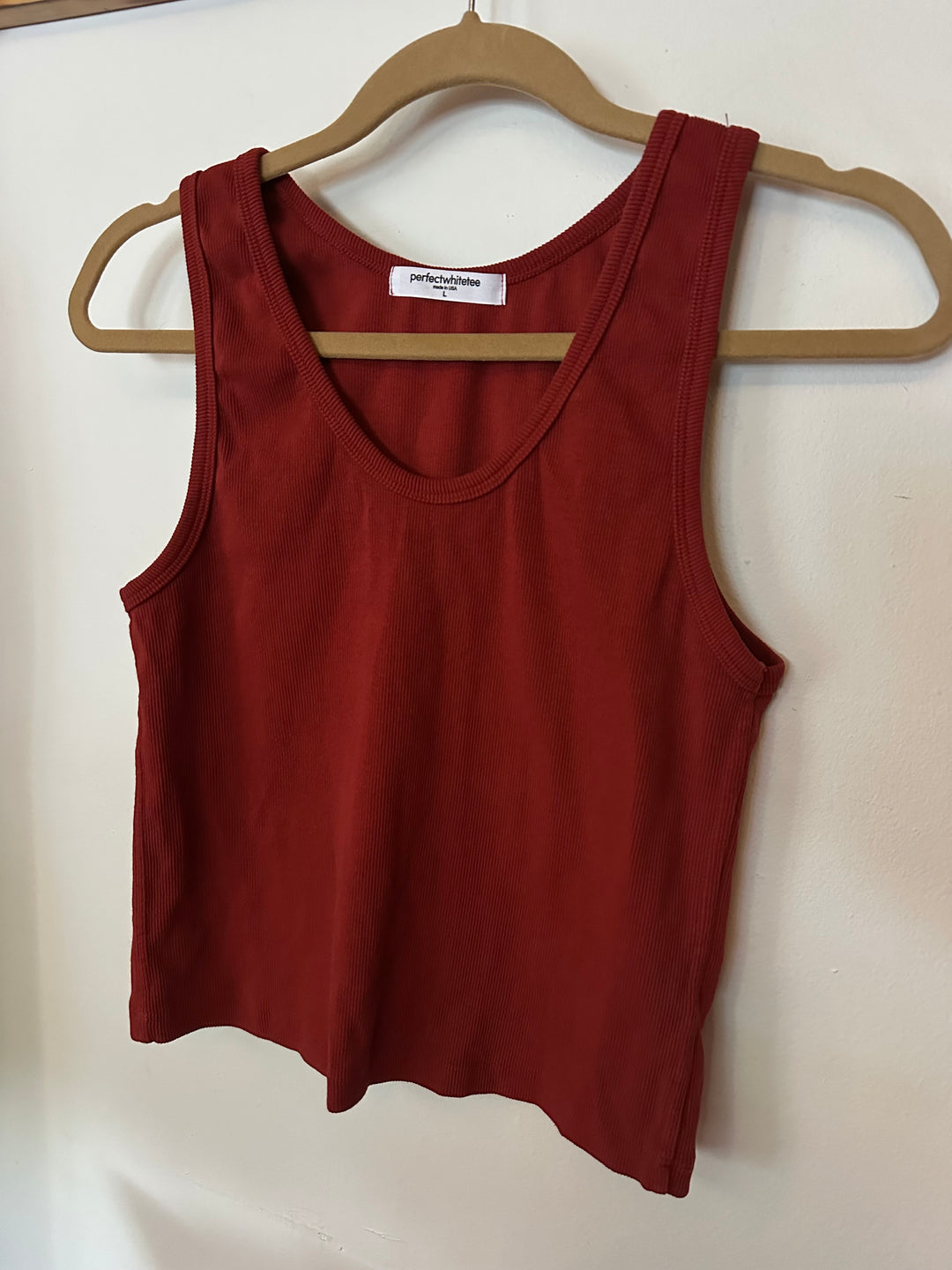 Perfectwhitetee | Maroon Ribbed Tank