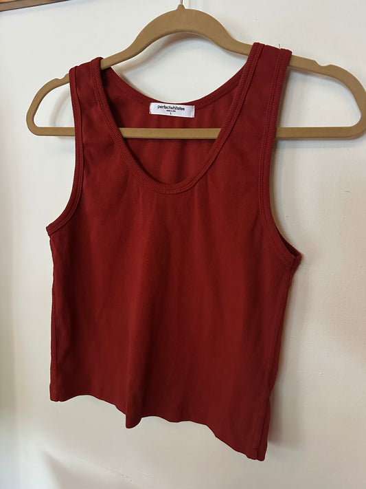 Perfectwhitetee | Maroon Ribbed Tank