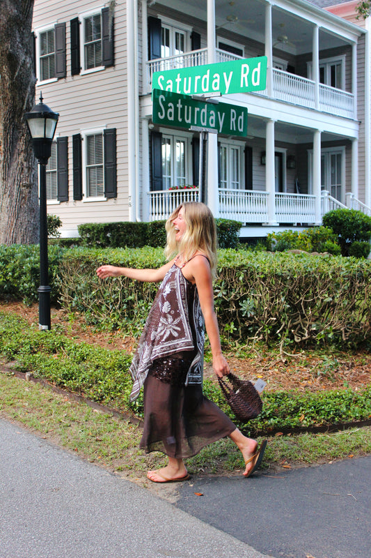 Siempre x Anthropologie | Sequin Trim Flowy Dress, XS