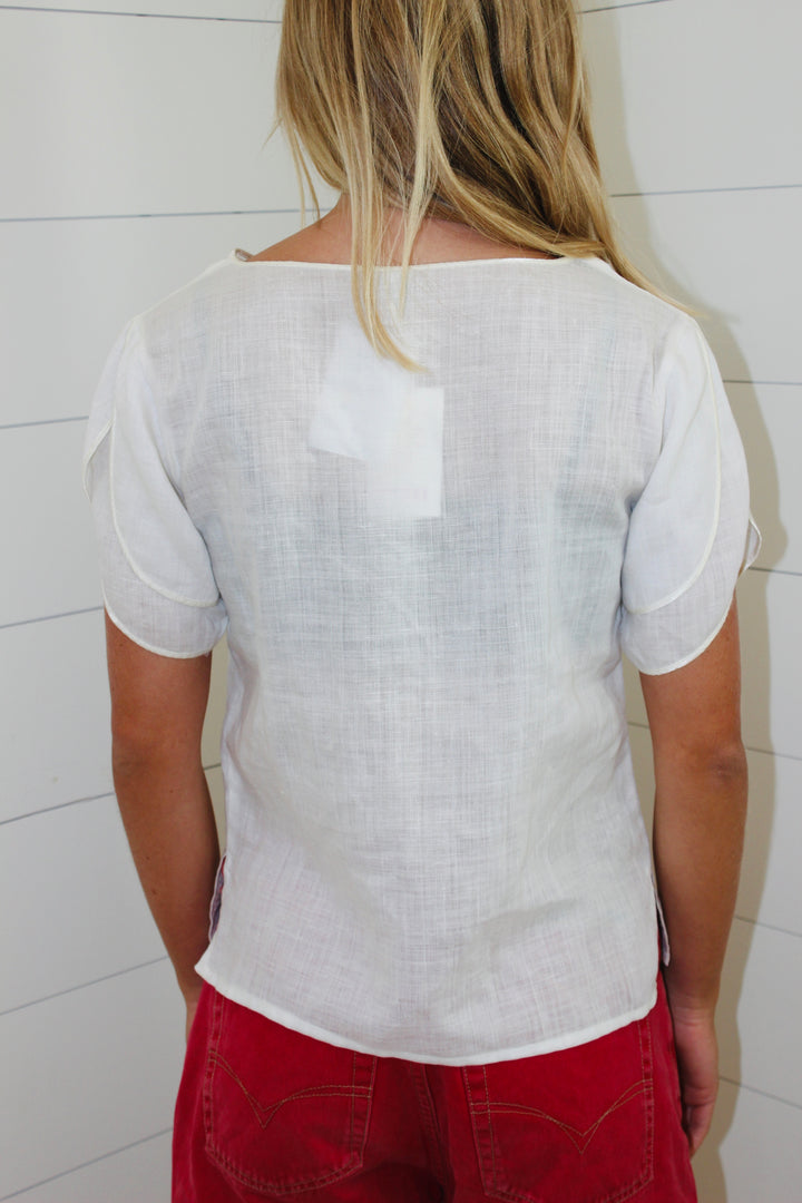 Vintage Floral Linen Top