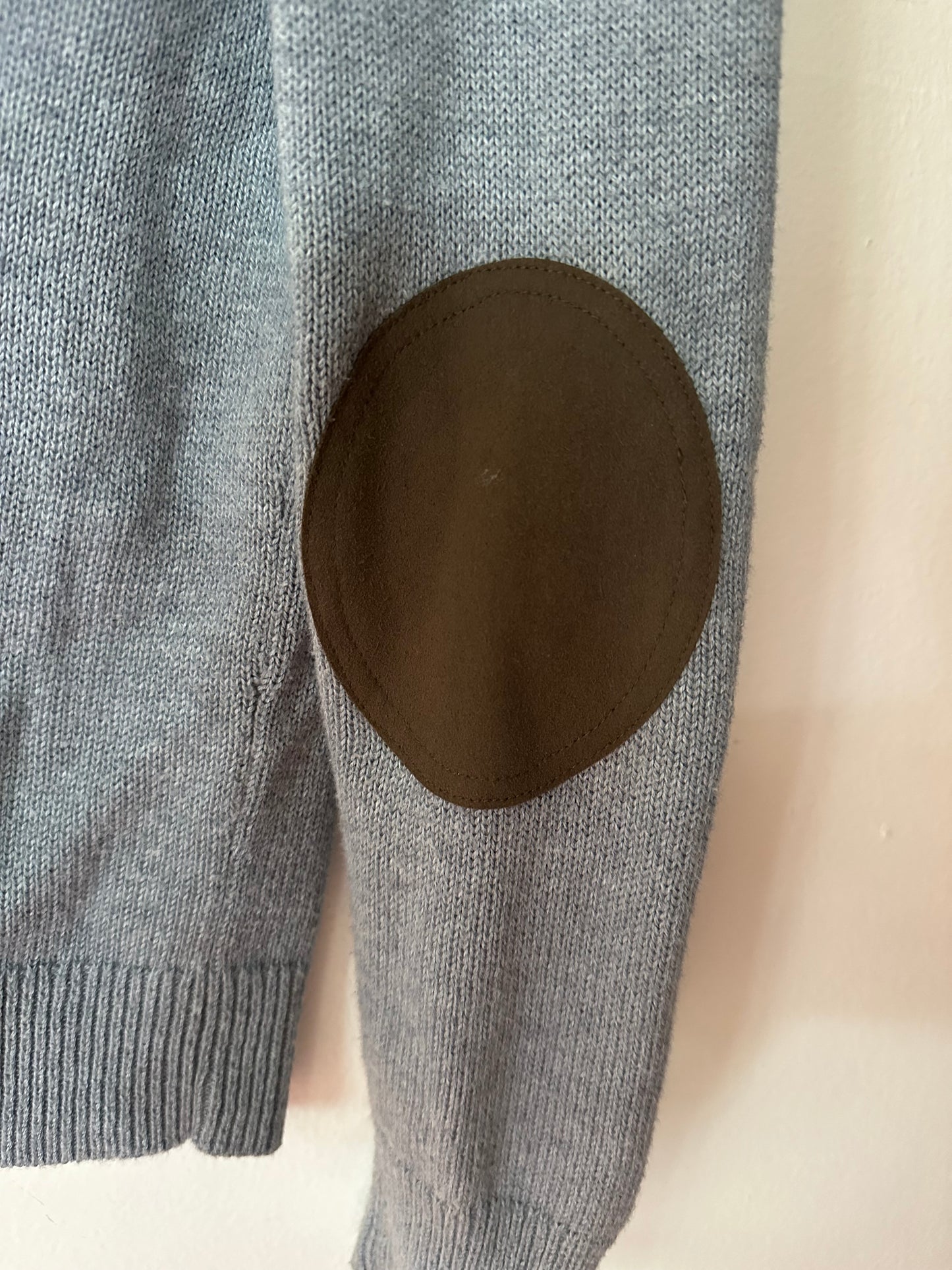 Light Blue Sweater with Suede Elbow Pads