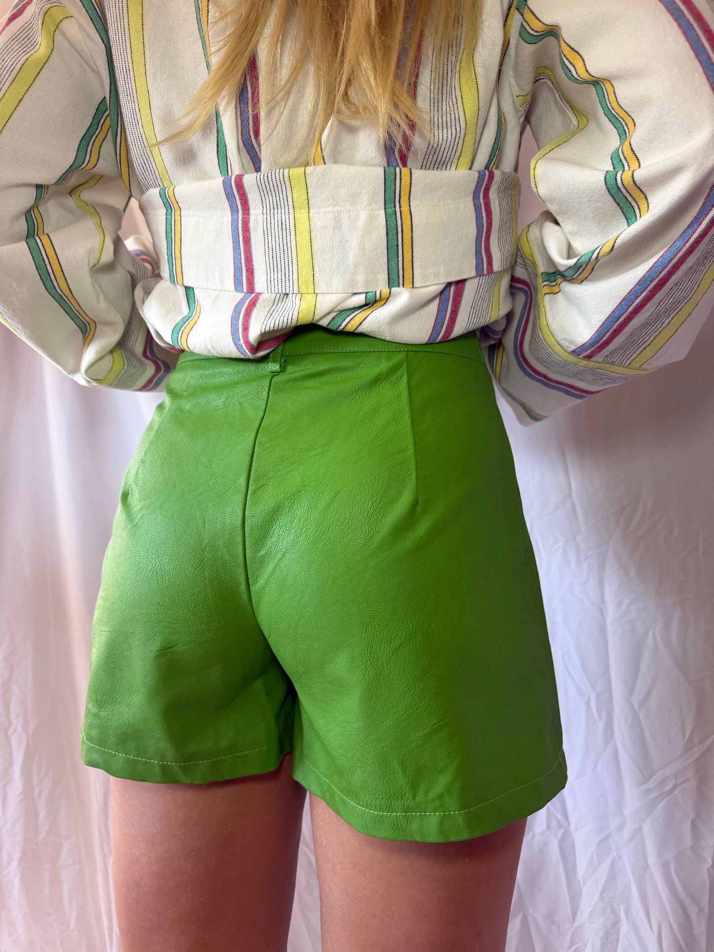 I Am | High-Waisted Faux Leather Shorts, XS