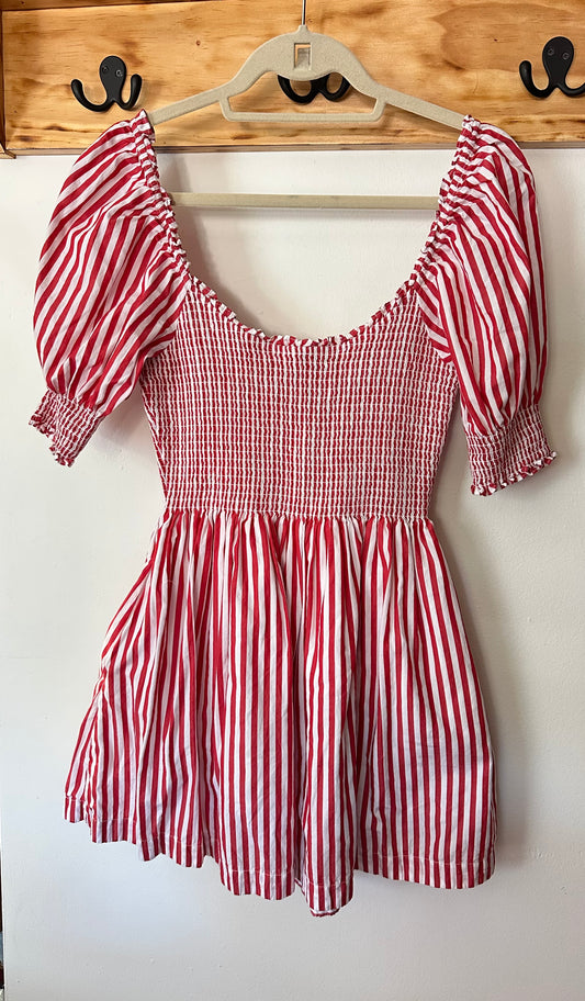 Hill House | Red and White Striped Mini Dress, M