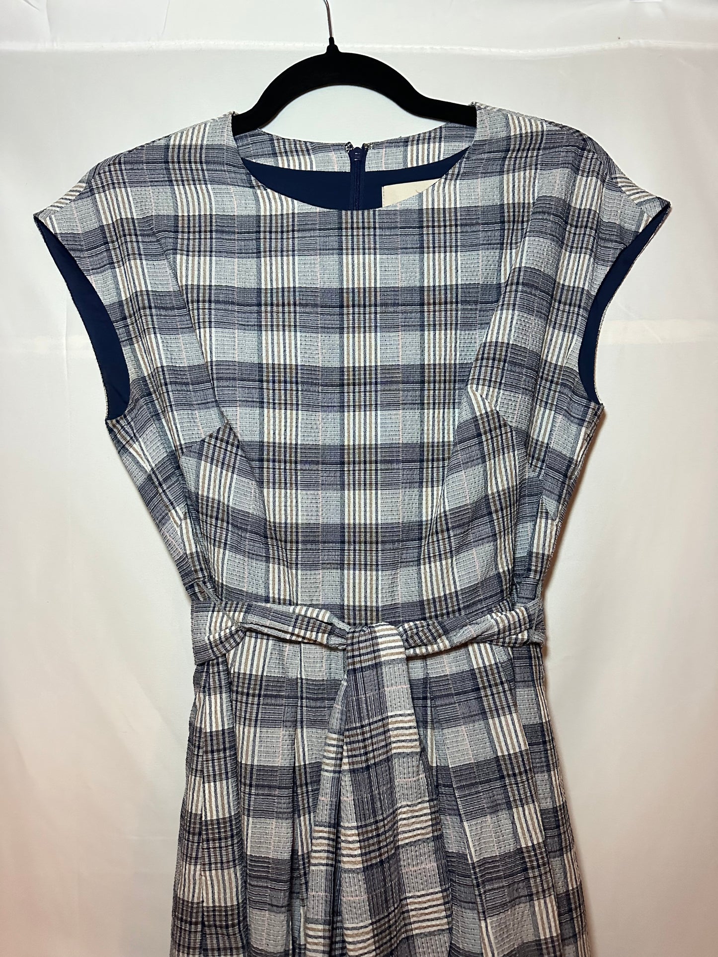 Gal Meets Glam | Navy / Brown Plaid Dress, 2