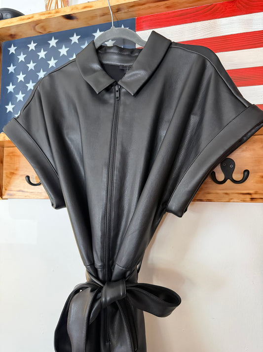 NBD | 'Reckless' Vegan Leather Jumpsuit, S