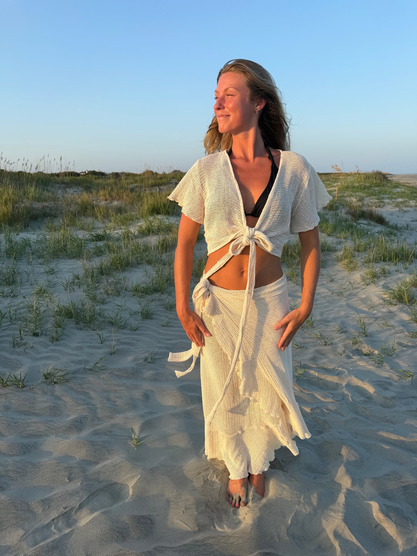 Natural Crochet Wrap Set, OS