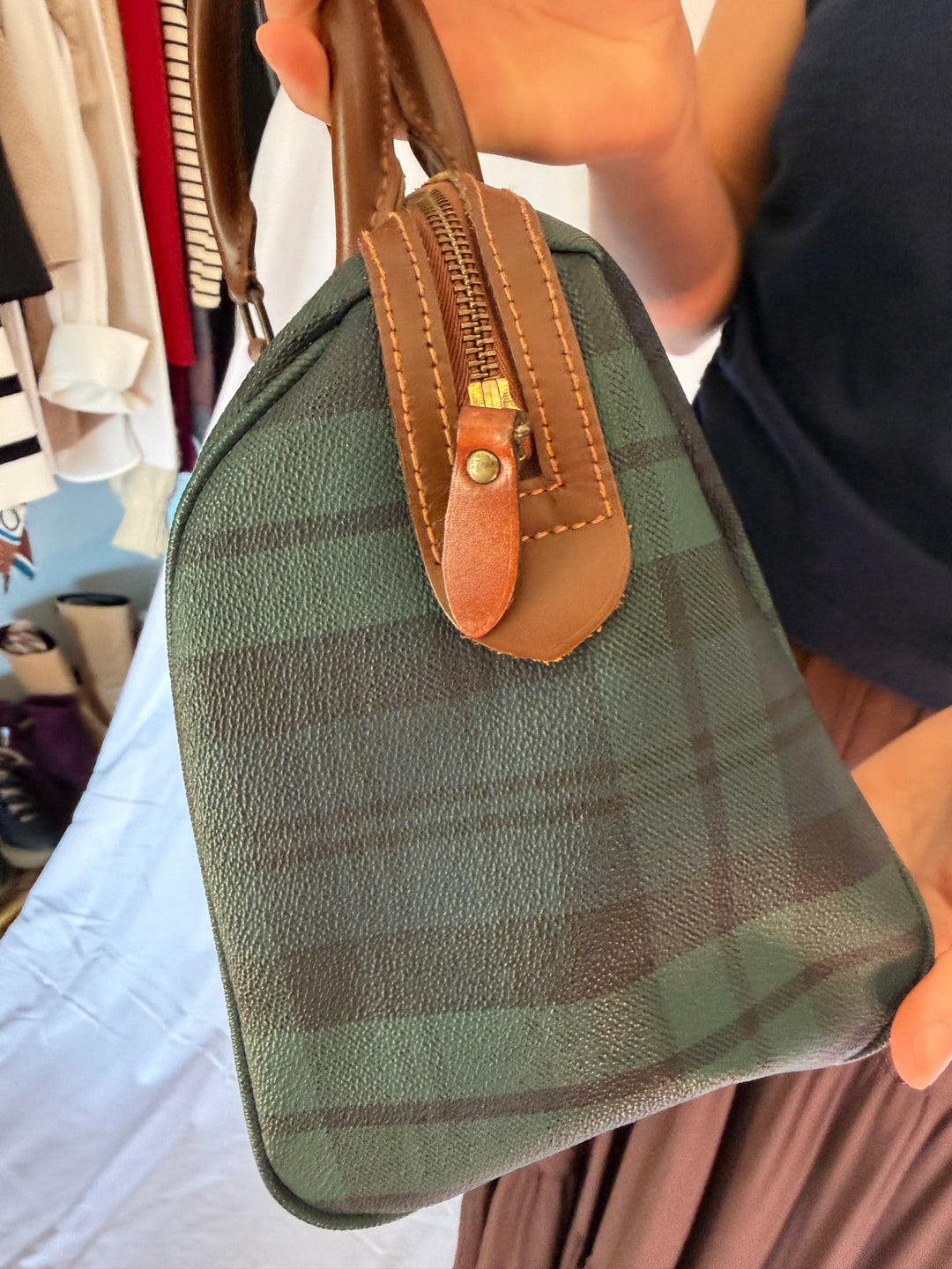 Vintage Polo Ralph Lauren | Leather Plaid Satchel Handbag