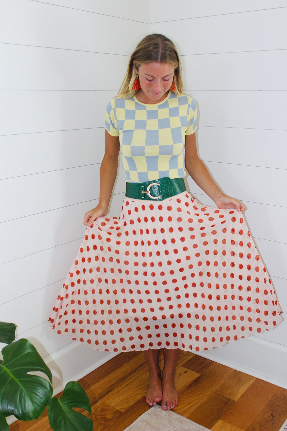 Naf Naf  | Polka Dot Midi Skirt, S