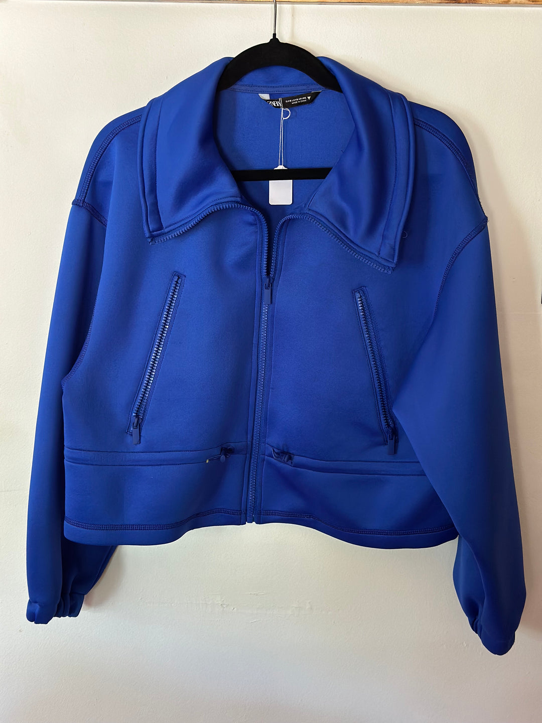 ZARA |  Electric Blue Neoprene-Style Crop Jacket
