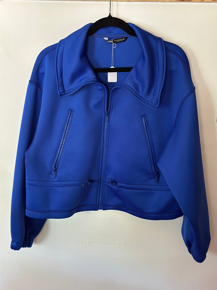 ZARA |  Electric Blue Neoprene-Style Crop Jacket