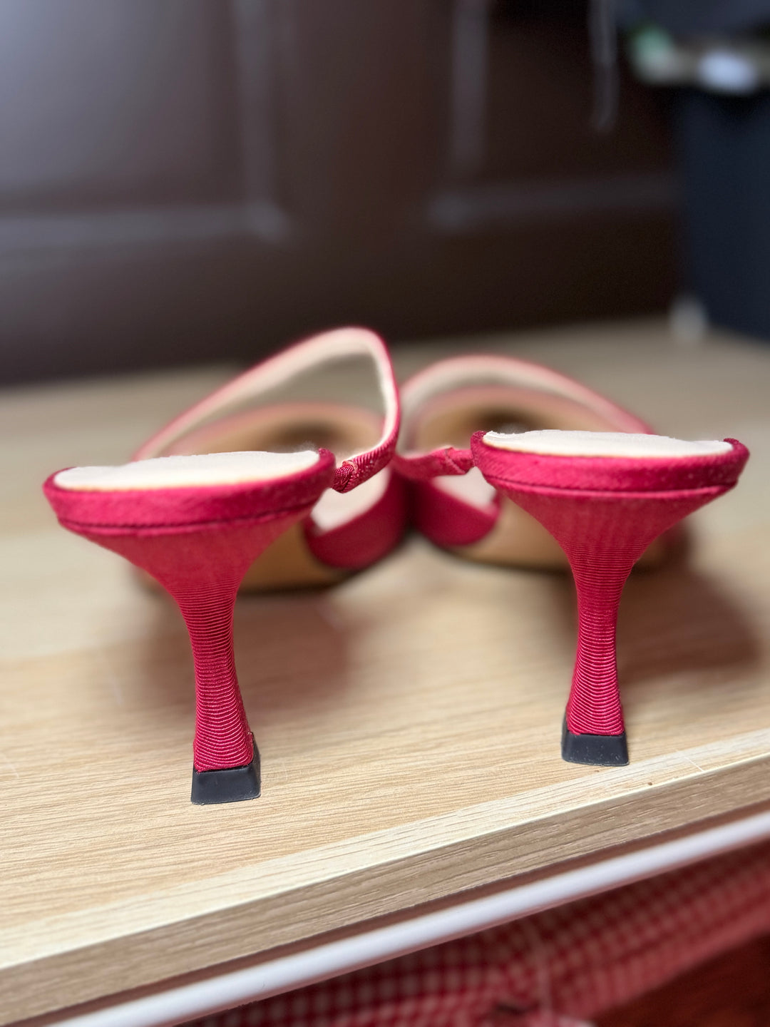 Tuckernuck | Red Moire Mimi Heels, 7