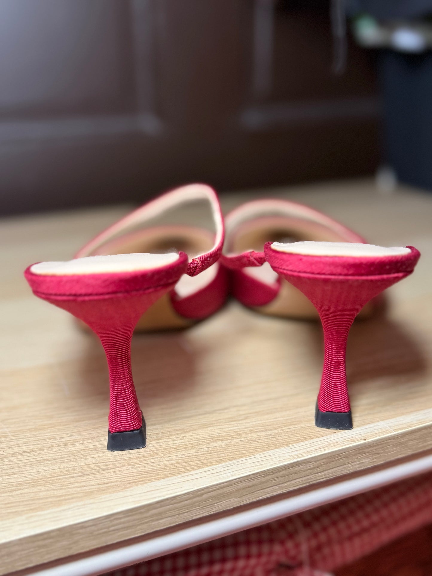 Tuckernuck | Red Moire Mimi Heels, 7