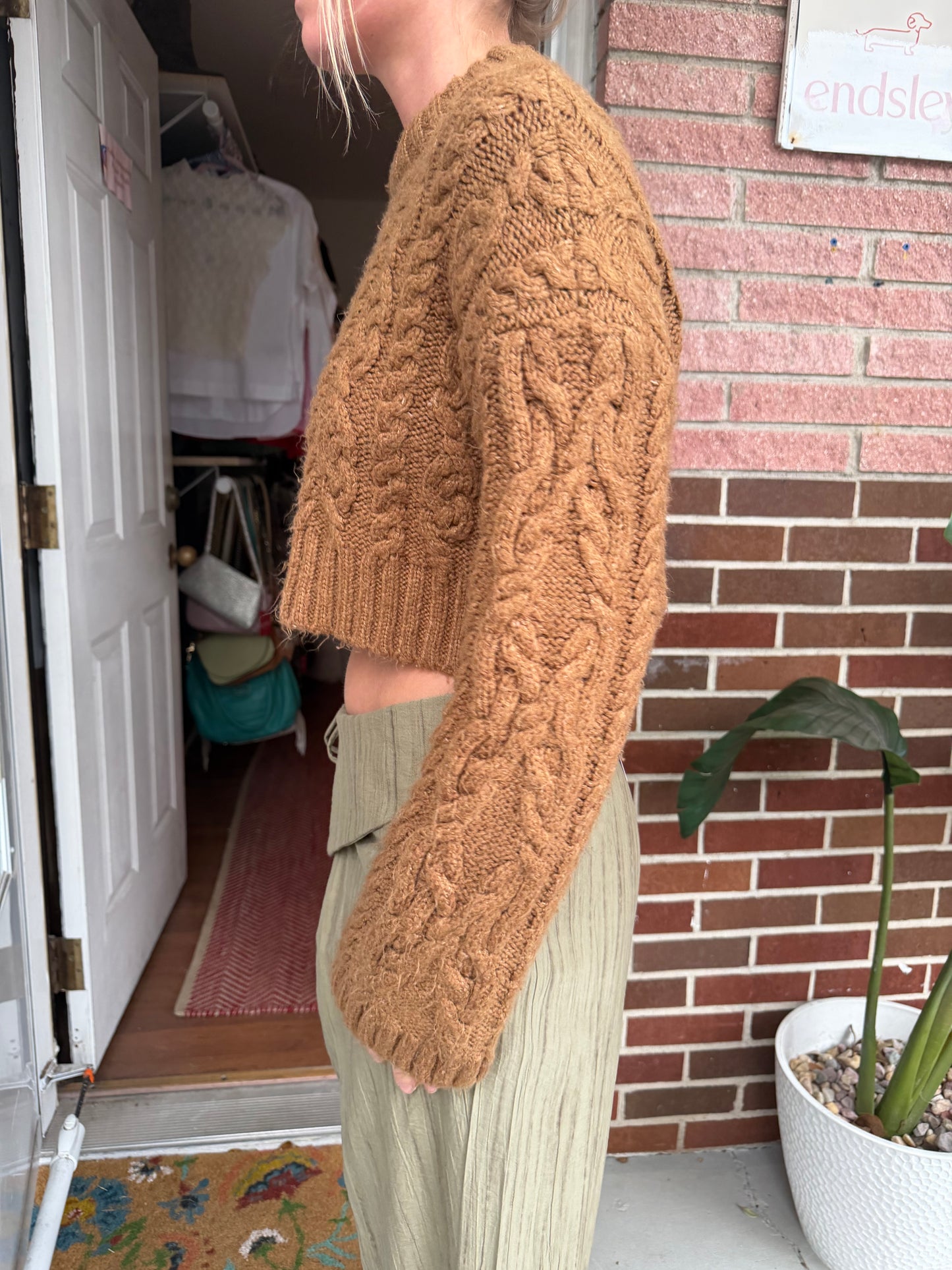 ZARA | Chunky Cropped Knit Sweater, M