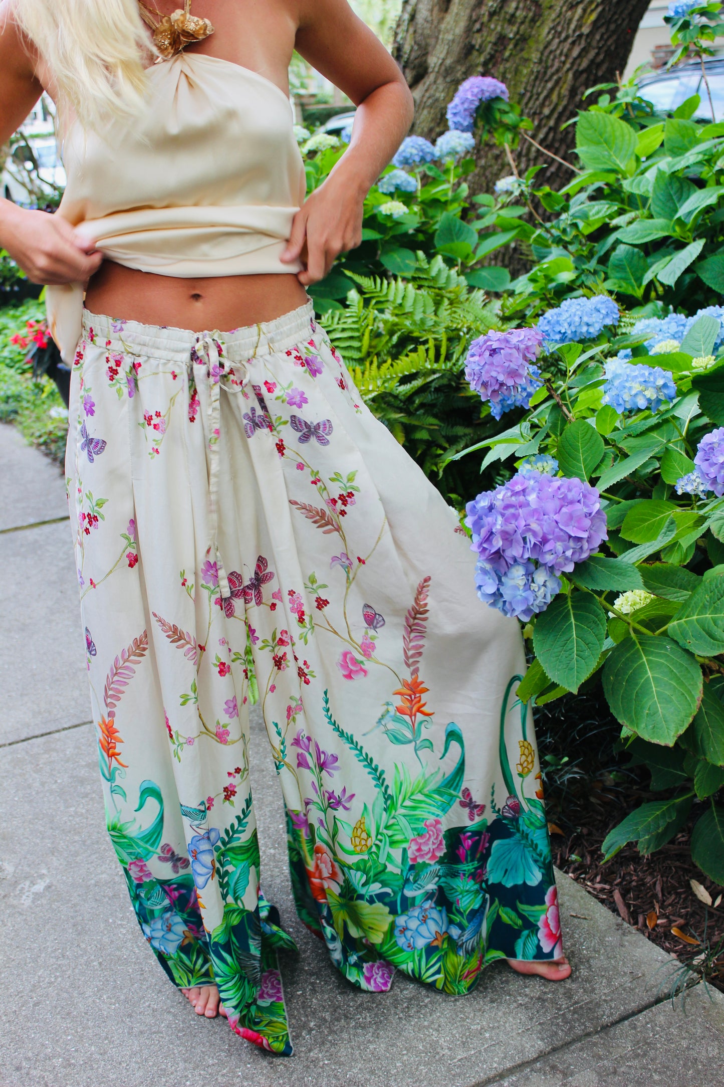 Johnny Was | Super Wide Leg Silky Pants, L