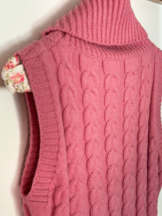 Pink Turtleneck Sleeveless Sweater