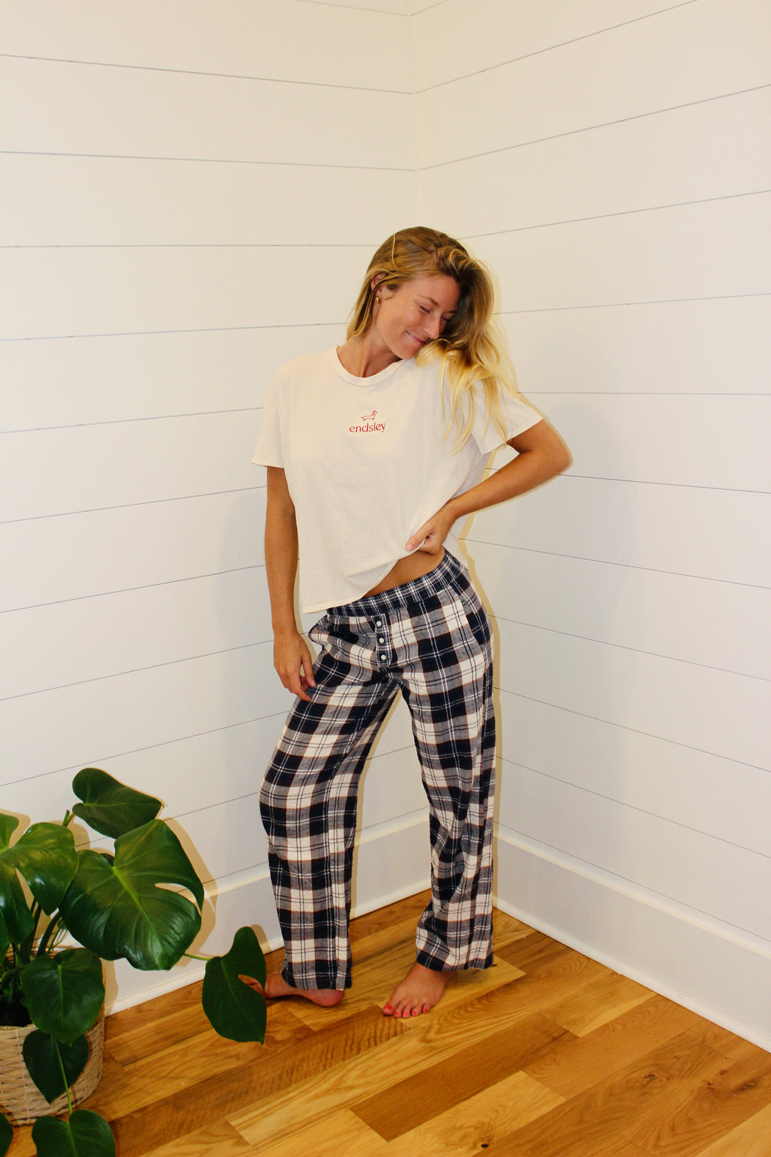 Flannel Plaid Pants, S