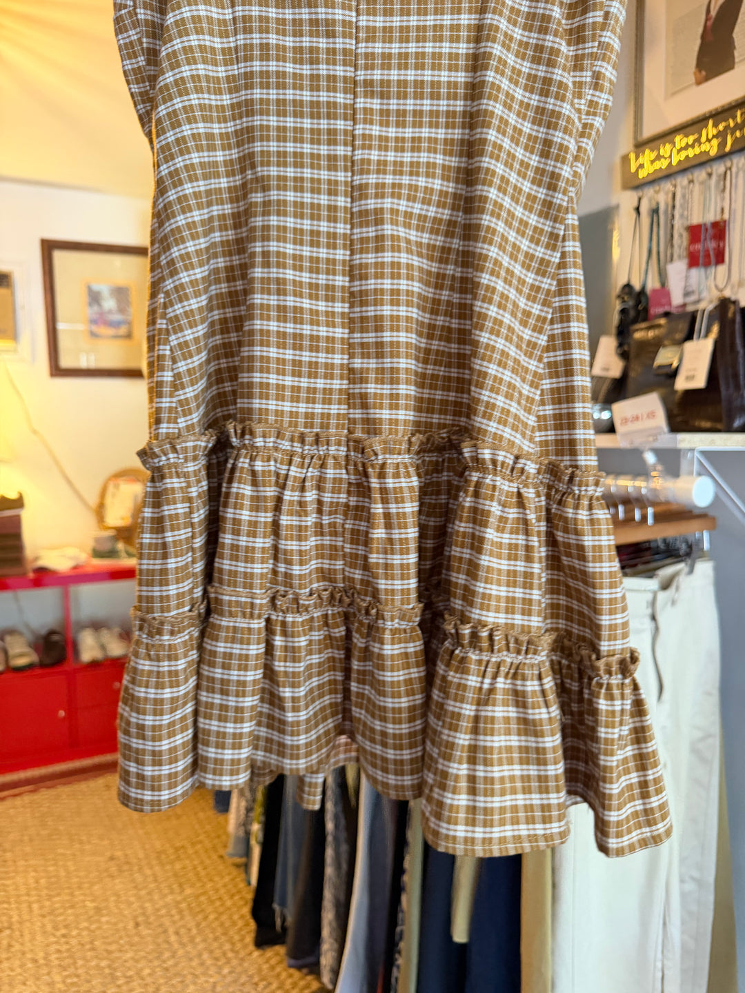 Lioness | Gingham Ruffle Mini Dress, XS